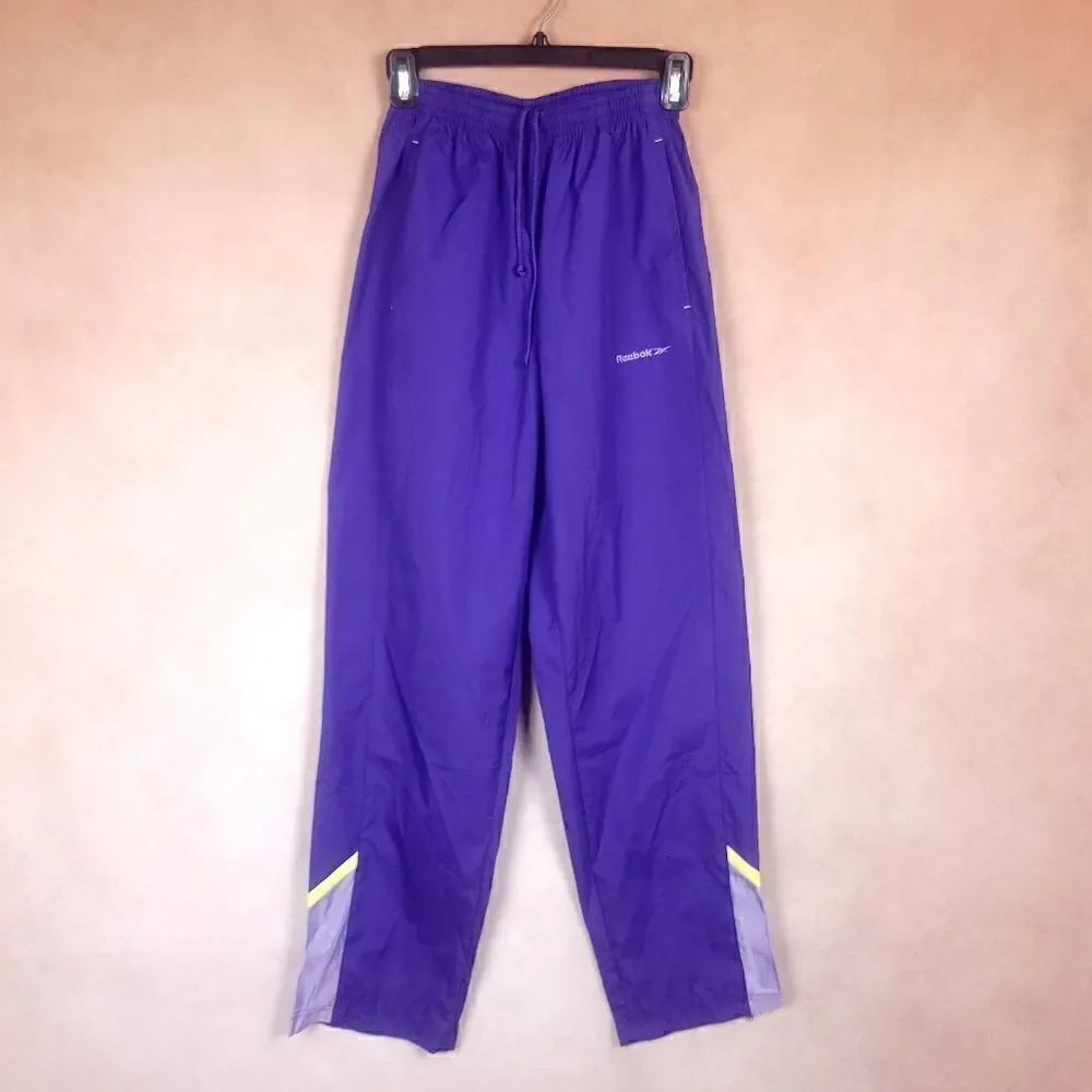 Reebok Purple Colorblock Track Pants Nylon Blend Size Small